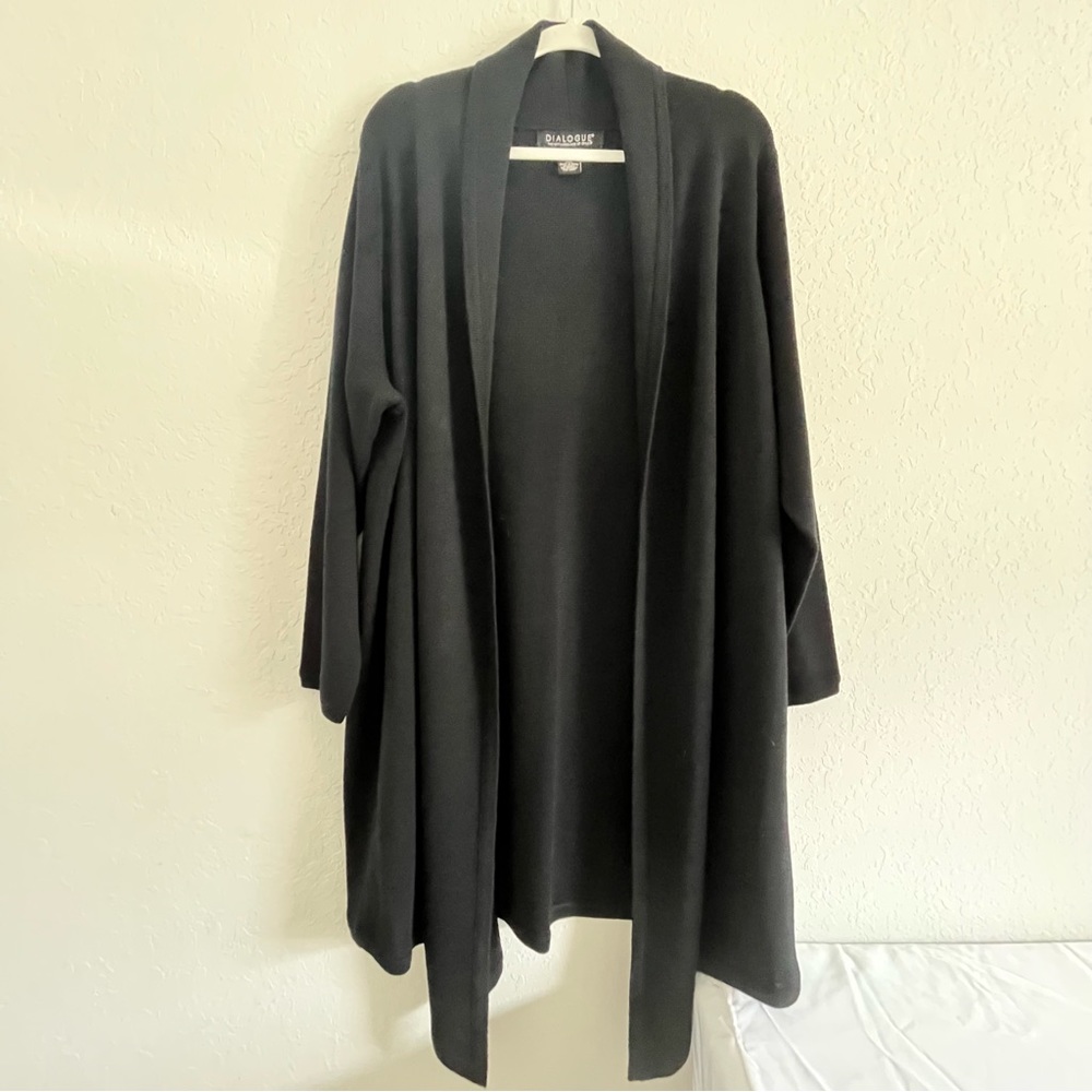 Dialogue The New Language of Style Women’s Open Long Cardigan Sweater Black 1X